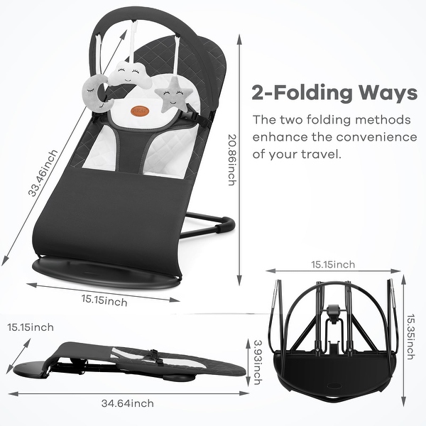 Baby Bouncer Portable Baby Bouncer Seat for Babies 0 18 Months 100 Cotton Fabrics 3 Modes of Use with Rocker Beige